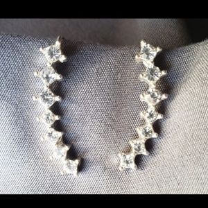 Silver tone qz earring climbers